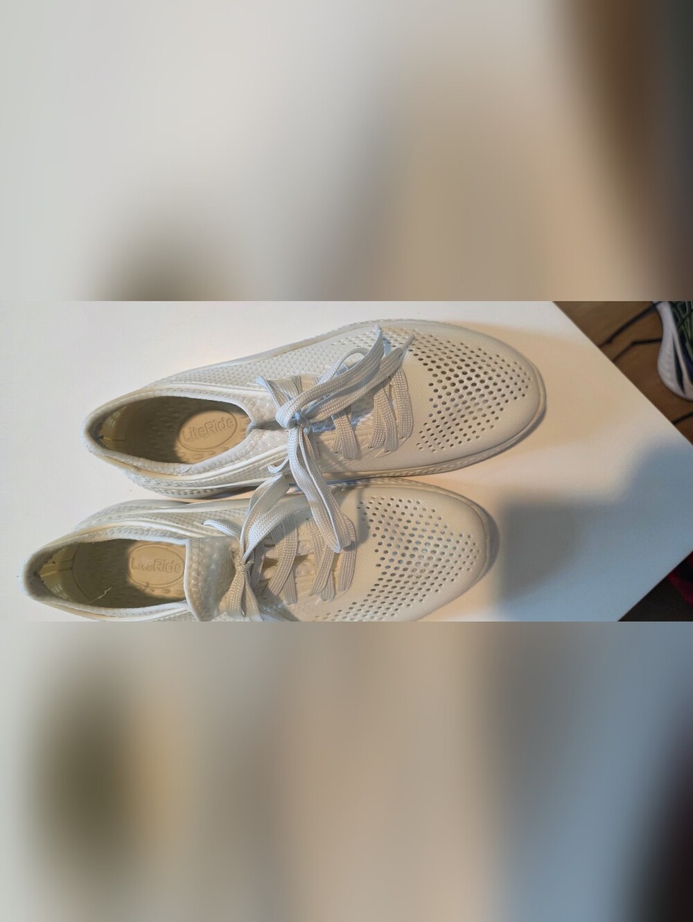 CROCS Women's White Perforated Lace-Up Sneakers